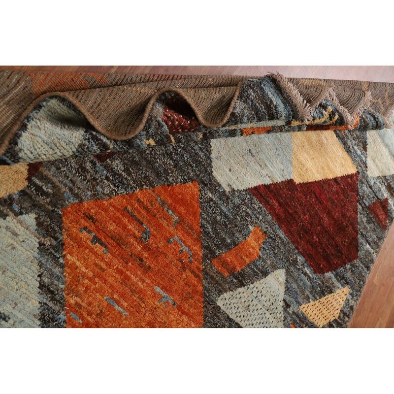 Hand Knotted Oriental 100% Wool Carpet Modern Tribal Greys & Charcoal Moroccan Area Rug - 10' 0'' X 6' 11''