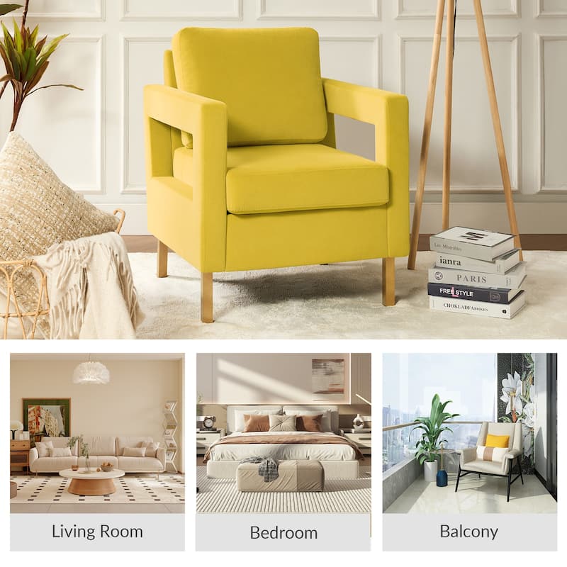 Valentina Comfy Accent Armchair with Golden Metal Legs and Removable Cushions by HULALA HOME