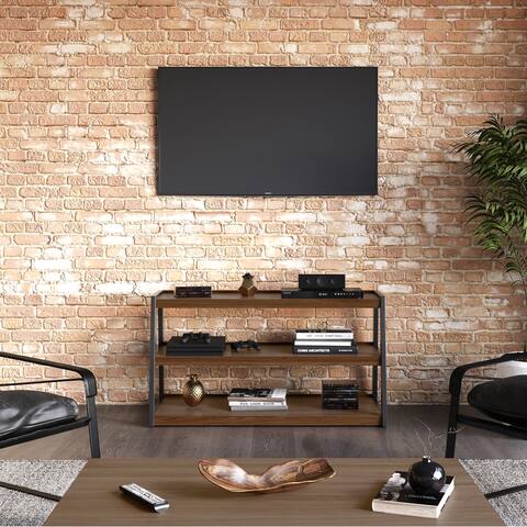 WYNDENHALL Hawkins 47.6 inch Wide Industrial TV Media Stand in Walnut For TVs up to 50 inches - 20" D x 48" W x 26" H