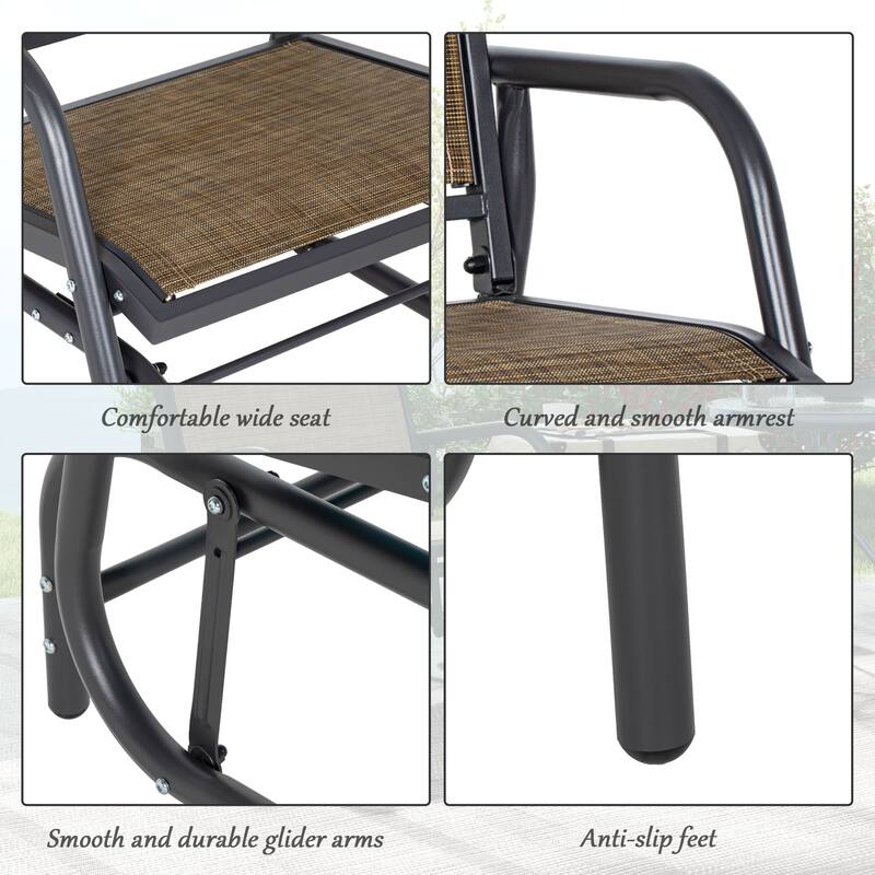 Outsunny Glider/Rocking Chair Set with Breathable Mesh Fabric, Curved Armrest