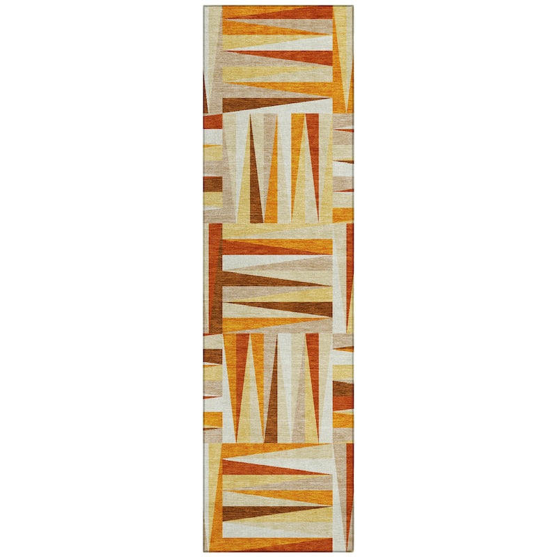Machine Washable Indoor/ Outdoor Contemporary Mosaic Chantille Rug