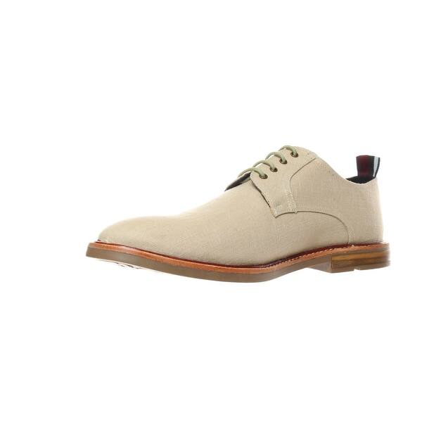 Shop Ben Sherman Mens Brent Plain Toe Natural Linen Oxford Dress