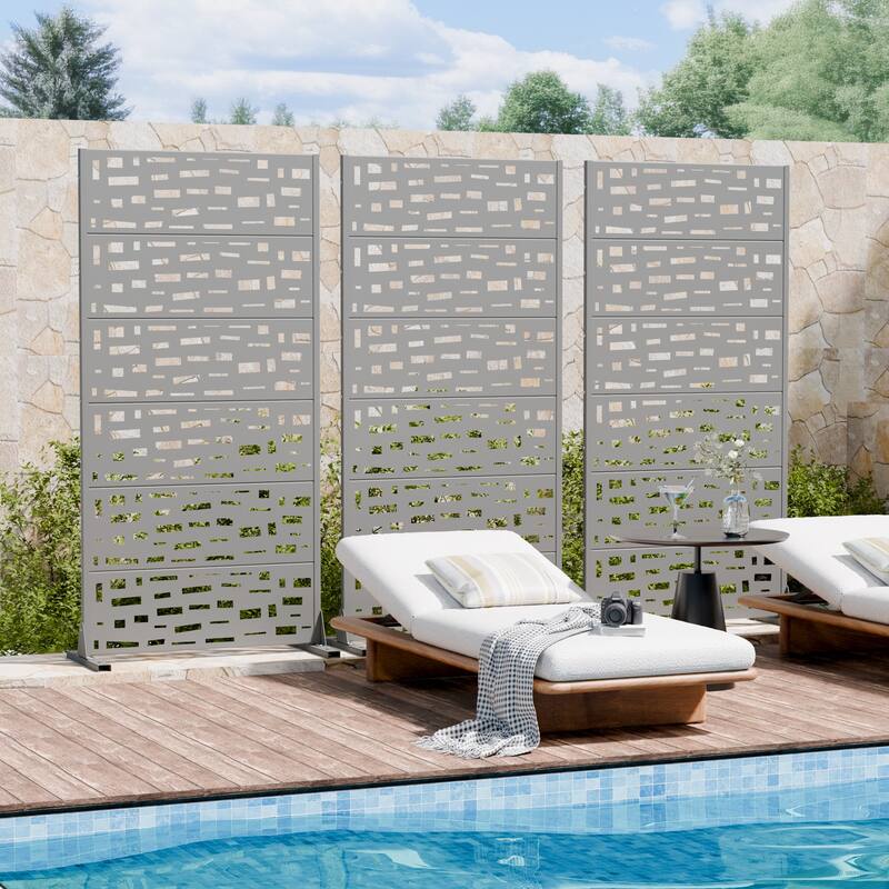 Outdoor Metal Privacy Screen Fence Panel Set of 2