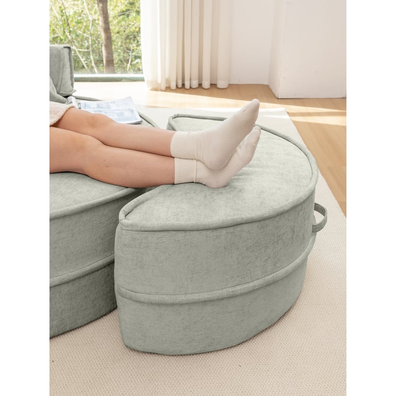 Oversized Barrel Chair with Ottoman & Pillows