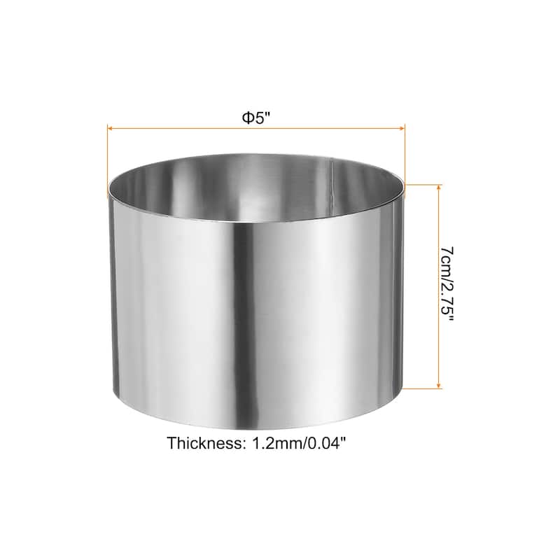 Round Cake Ring Stainless Steel Pastry Mousse Dessert Ring - 5 x 2.75 Inch