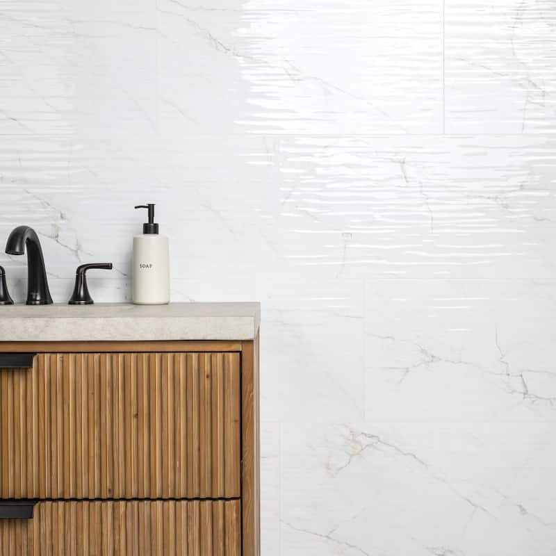 Ackland AKNPTLINCU12X24G-CA Linea - 12" x 24" Ceramic Wave Wall Tile -