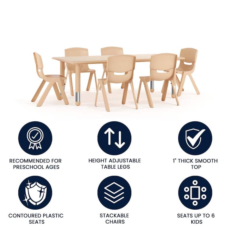 23.625"W x 47.25"L Rectangle Plastic Activity Table Set with 6 Chairs