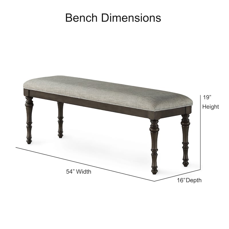Steve Silver Lockwood 50-inch Gray Fabric Upholstered Modern Farmhouse Bench