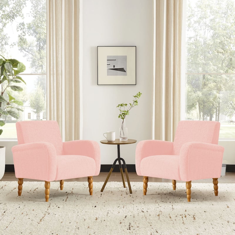 Fabric Armchair Accent Chair with Arms & Wood Legs
