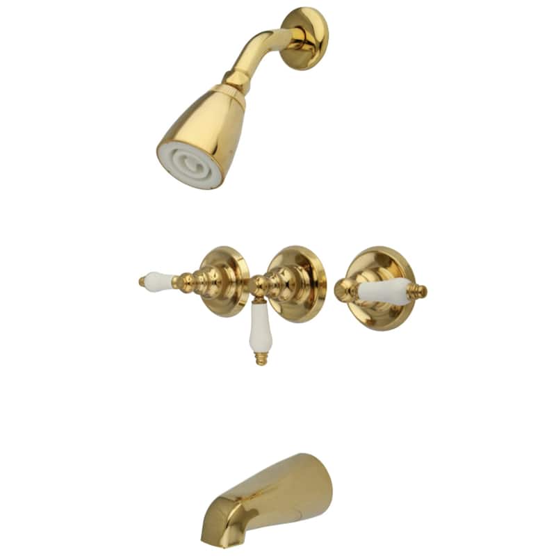 Victorian Three-Handle Tub and Shower Faucet - Polished Brass