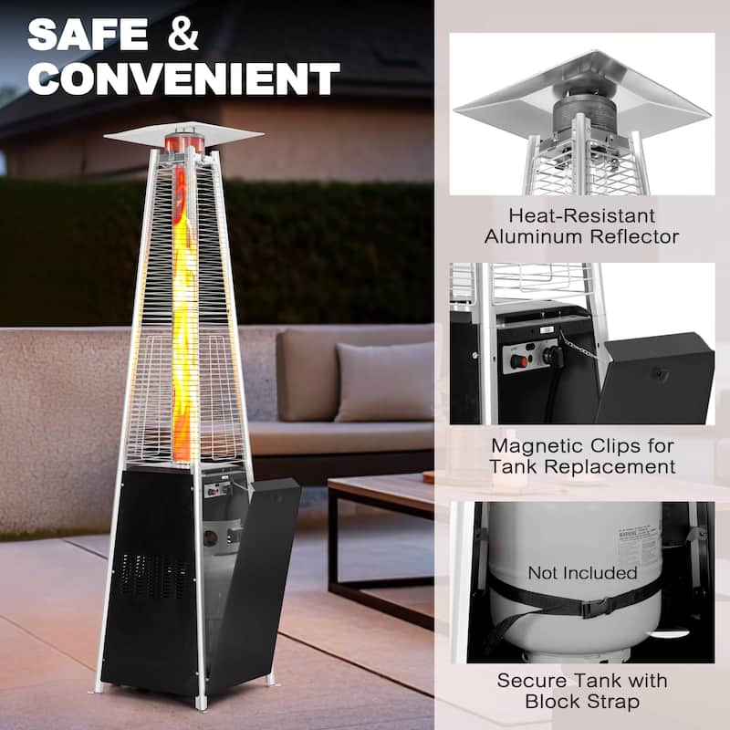 Outdoor 48,000 BTU Pyramid Propane Gas Patio Heater with Wheels