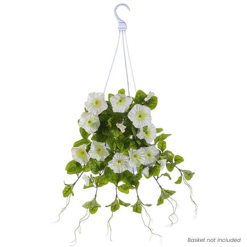 Artificial Petunia Floral Bush Spray - 20" - White