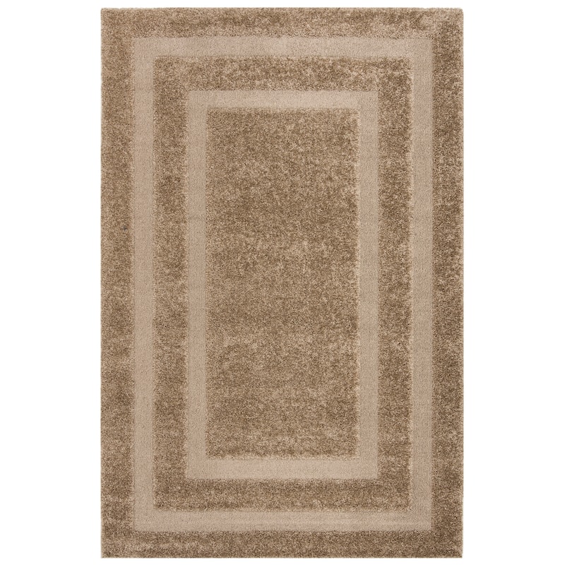 SAFAVIEH Florida Shag Carlinde Border 1.2-inch Thick Rug - 5'3" x 7'6" - Beige - Rectangle