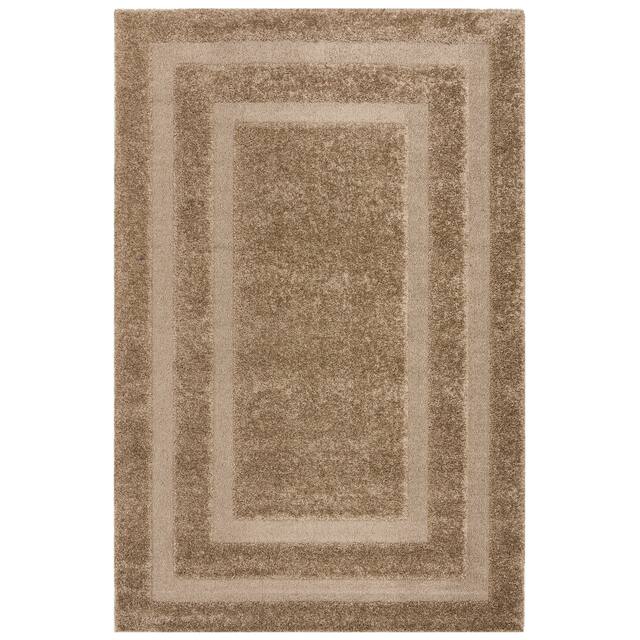 SAFAVIEH Florida Shag Carlinde Border 1.2-inch Thick Rug - 8' x 10' - Beige/Beige
