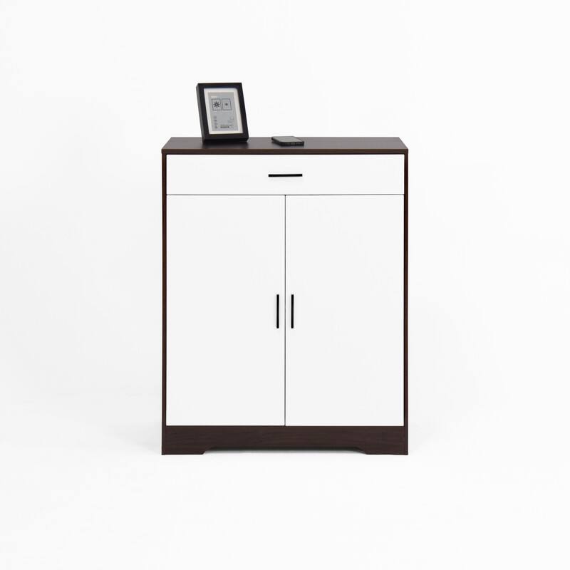 Modern 4-Tier Shoe Cabinet with Drawer & Adjustable Shelves, White Wooden Entryway Storage Organizer