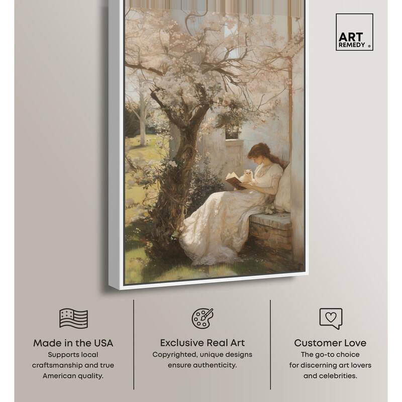 Reading With Her Cat Canvas by Art Remedy