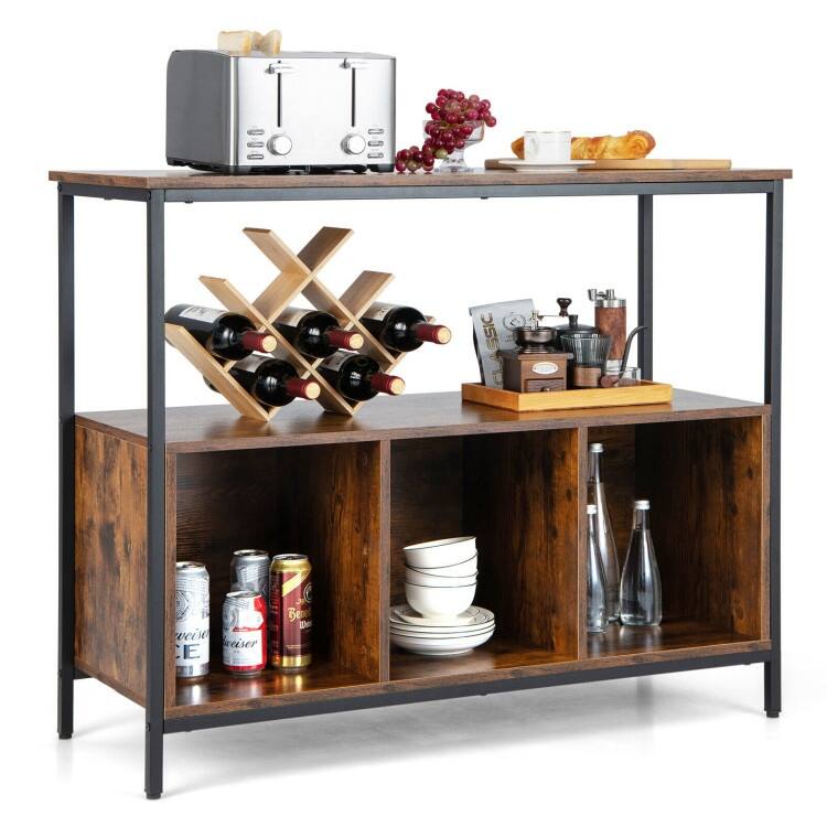 Modern Kitchen Buffet Sideboard with 3 Compartments - 43.5" x 17" x 35" (L x W x H) - Brown
