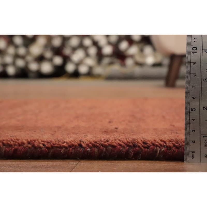 Hand Knotted Oriental 100% Wool Carpet Modern Solid Brown Gabbeh Runner Rug - 6' 7'' X 2' 6''