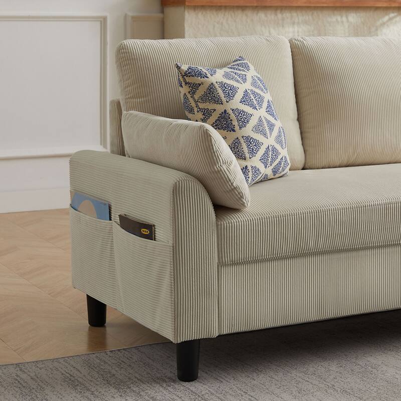 Modular Sectional Sofa Couch L Shaped With Chaise Storage Ottoman and Side Bags For Living Room