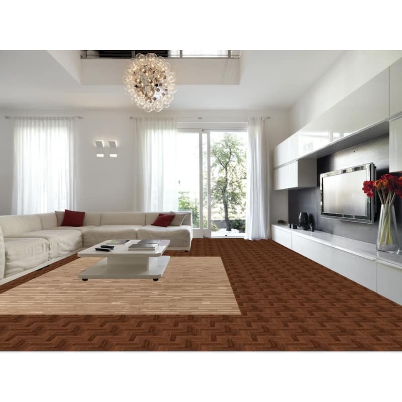 Striped Nepalese Modern Large Area Rug Hand-Knotted Wool Carpet - 10'0" x 13'8"