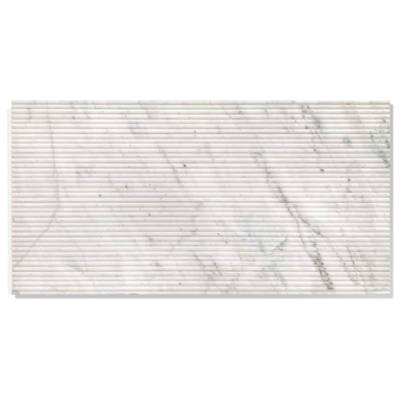 12"×24" Natural 3D Fluted Marble Tile with OL Textured Finished for Wall, 1 Box 4 PCS - White+Natural
