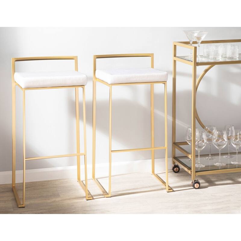 Silver Orchid Forrest Gold Stackable Bar Stools (Set of 2)