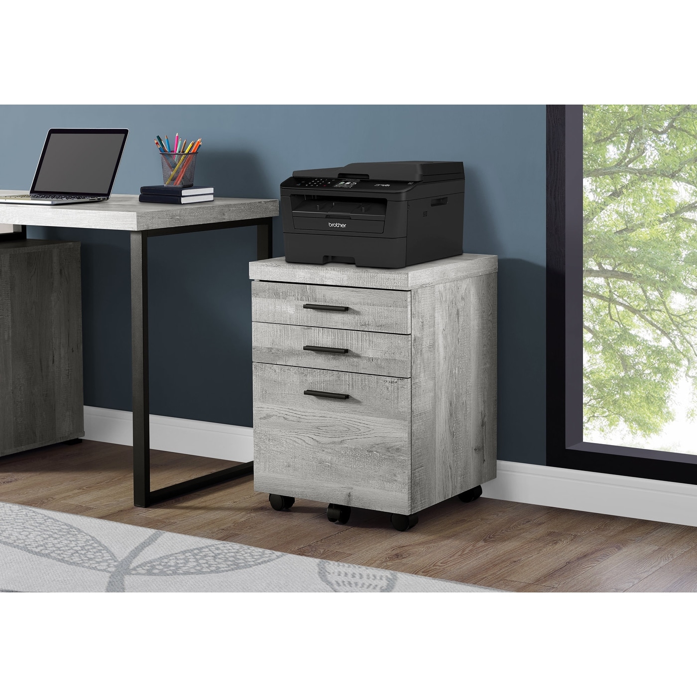 Office Rolling Printer Stand, Mobile File Cabinet With 3 Storage Drawers