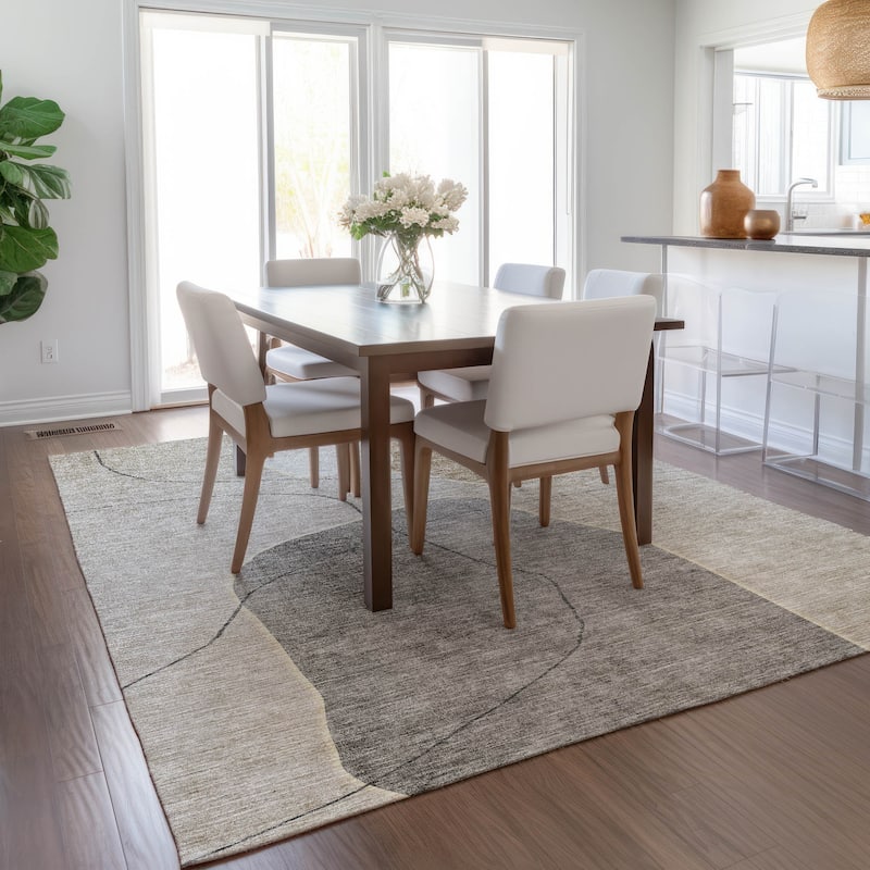 Machine Washable Indoor/ Outdoor Chantille Abstract Contemporary Rug