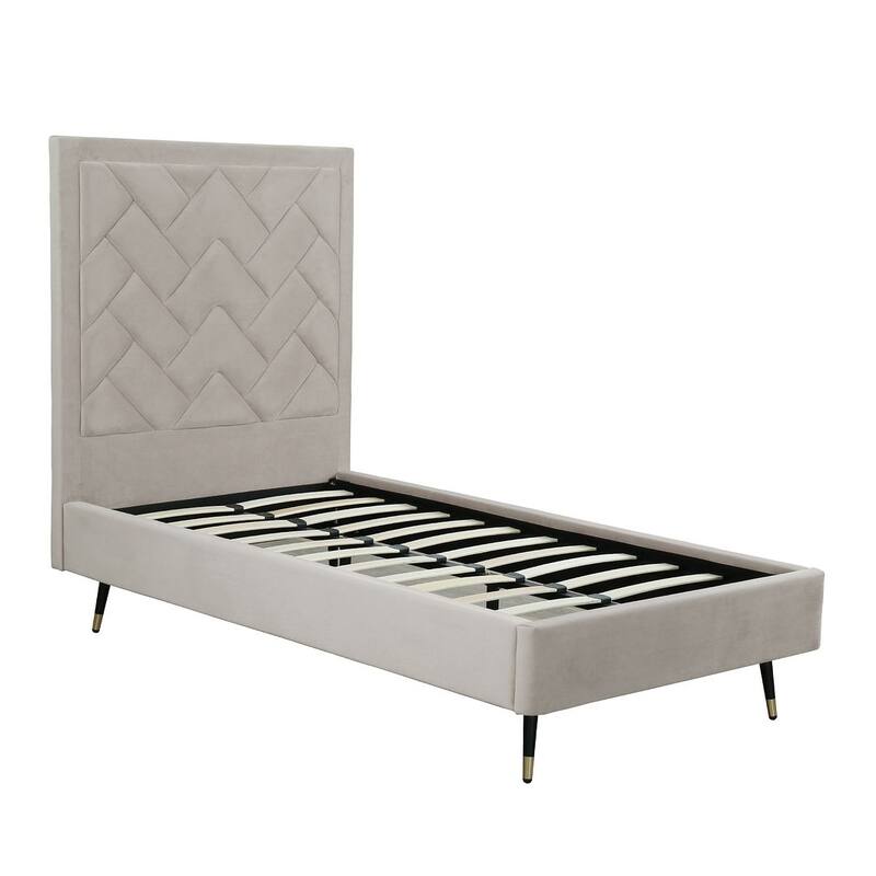 Manhattan Comfort Crosby Modern Velvet Upholstered Bed