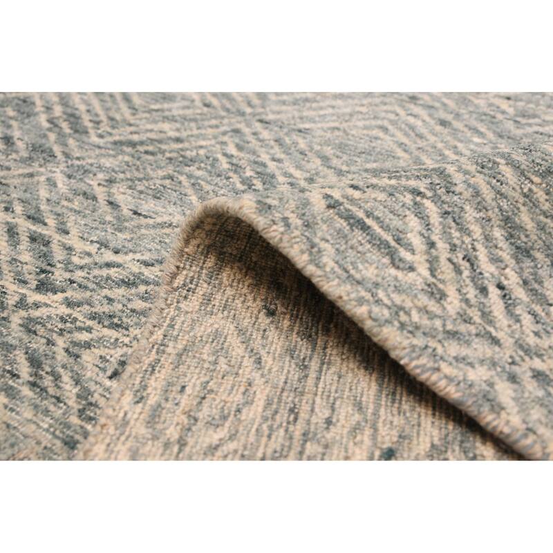 ECARPETGALLERY Hand Loomed Elysian Teal Wool Rug - 7'10 x 10'0