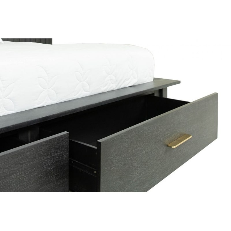 Modrest Manchester Contemporary Platform Dark Grey Bed with Two Nightstands