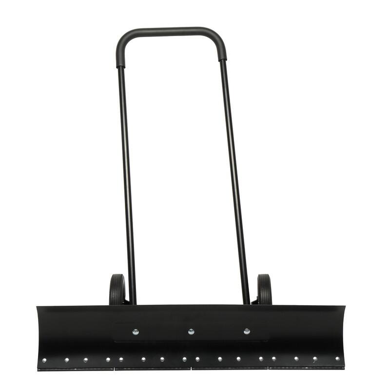 36 in. Black Snow Shovel Rolling Snow Pusher with 2 Wheels - 36inch - 36inch