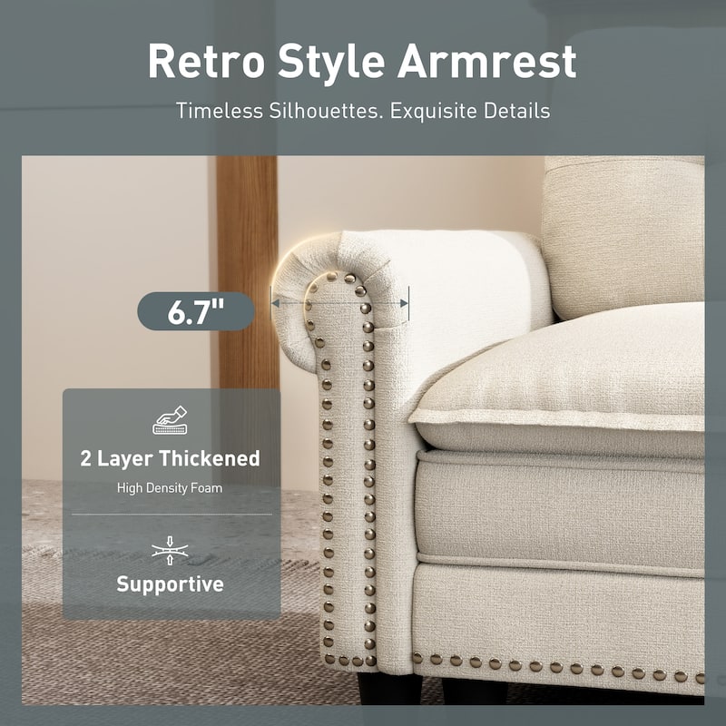 MAISON ARTS Mid-Century Modern Oversized Modular Sectional Couch Set with Ottoman, Cloud Sofa with Throw Pillows for Living Room