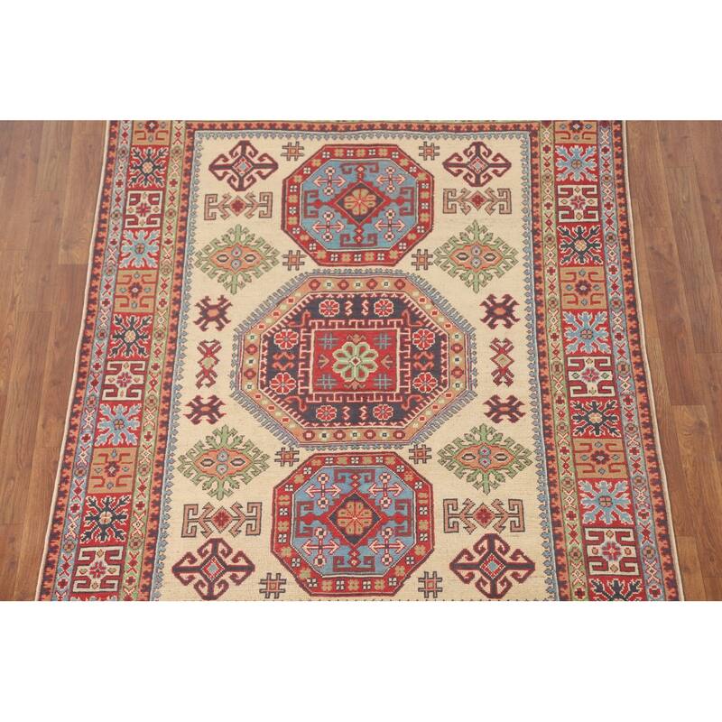 Kazak Area Rug Handmade Living Room Wool Carpet - 4'10" x 6'8"