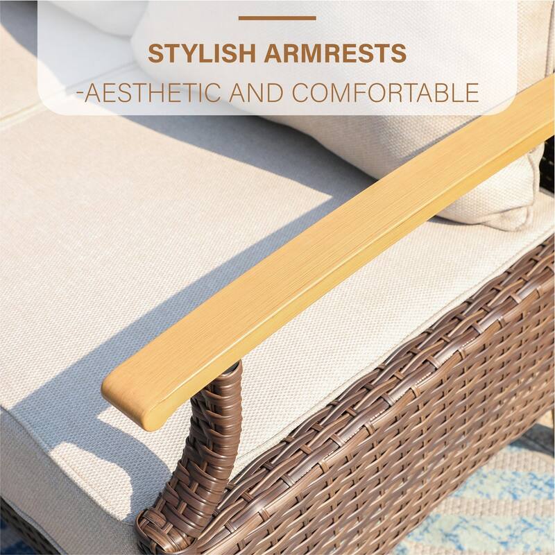 6/9-piece Patio Rattan Wicker Patio Furniture Set Swivel Rocking Chair Conversation Set