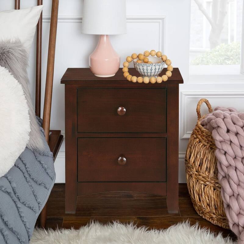 2-Drawer Traditional Design Solid Wood Nightstand 24.8 in. H X 22 in. W X 16 in. D - Brown Mix