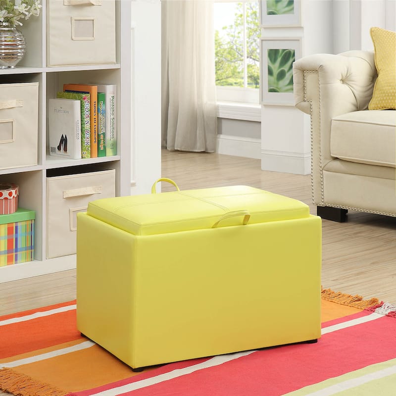 Storage Ottoman with Reversible Tray - Decorative and Functional Accent with Hidden Storage for Modern Living Rooms