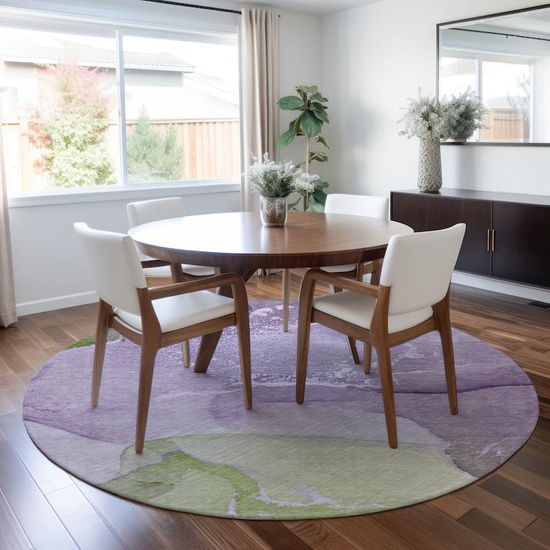 Machine Washable Indoor/ Outdoor Abstract Marble Chantille Rug