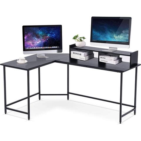 Ivinta Modern L-Shaped Computer Office Desk, Gaming Corner Desk with Monitor Stand