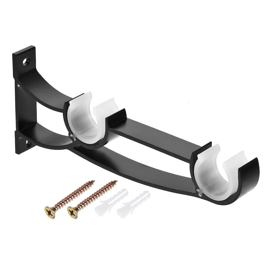 Curtain Rod Bracket, 2pcs Fit 1" Dia. Rod Holder 7.5" Matte Black - Matte Black