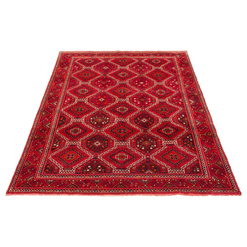 ECARPETGALLERY Hand-knotted Melis Vintage Red Wool Rug - 6'4 x 9'4