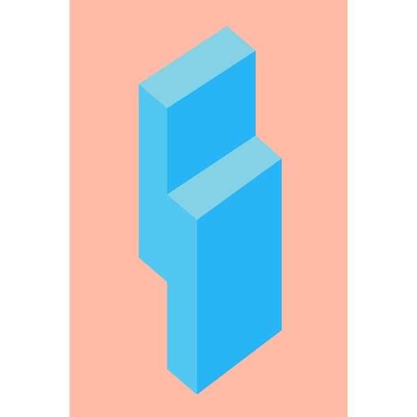 Peach and Blue Rectangular Wall Art Decor 23" x 15" - N/A