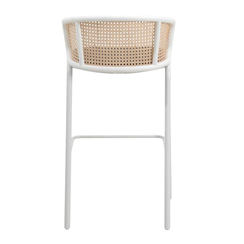 LeisureMod Ervilla Bar Stool with White Powder Coated Steel Frame - 37"