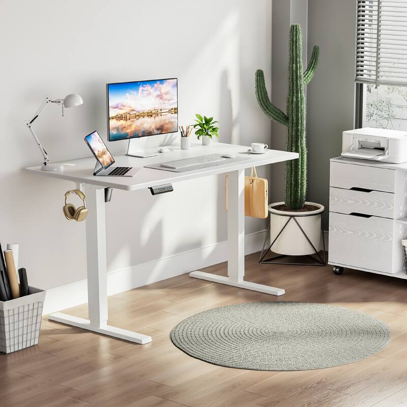 Electric Standing Desk - Adjustable Height Computer Workstation with Memory Settings for Home Office, Gaming & Study