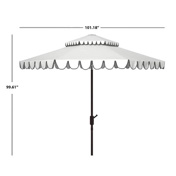 dimension image slide 0 of 2, SAFAVIEH Outdoor Living Venice 9Ft Round Double Top Crank Umbrella
