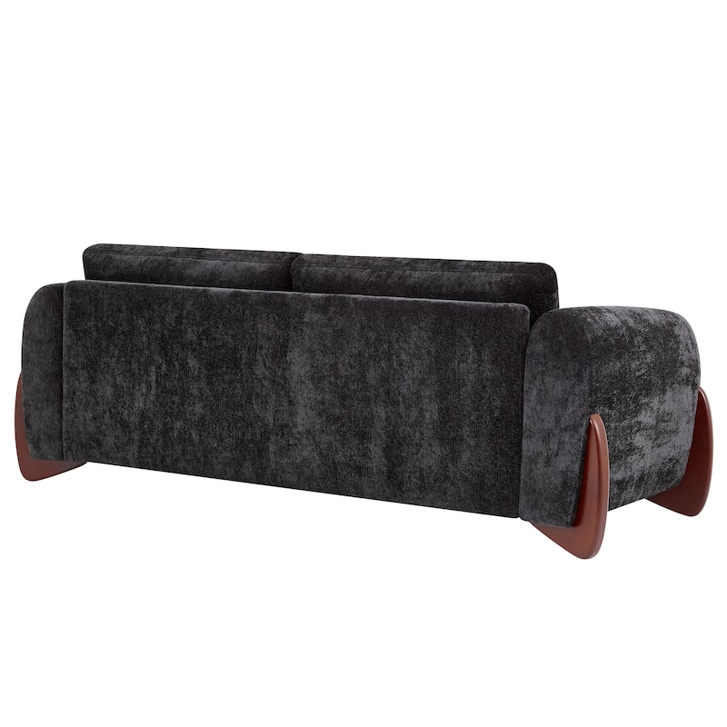 Christopher Knight Home - Hartly Modern Chenille Upholstered 3-Seater Sofa with Solid Wood Legs