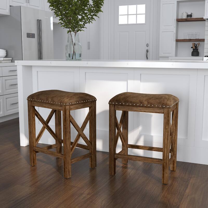 The Gray Barn Wild Hen Bench Wood Backless Counter Height Stool, Set of ...