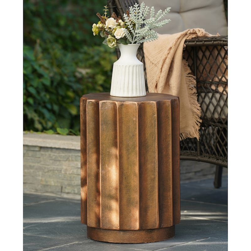 Round Cement Side and End Table, Outdoors & Indoors