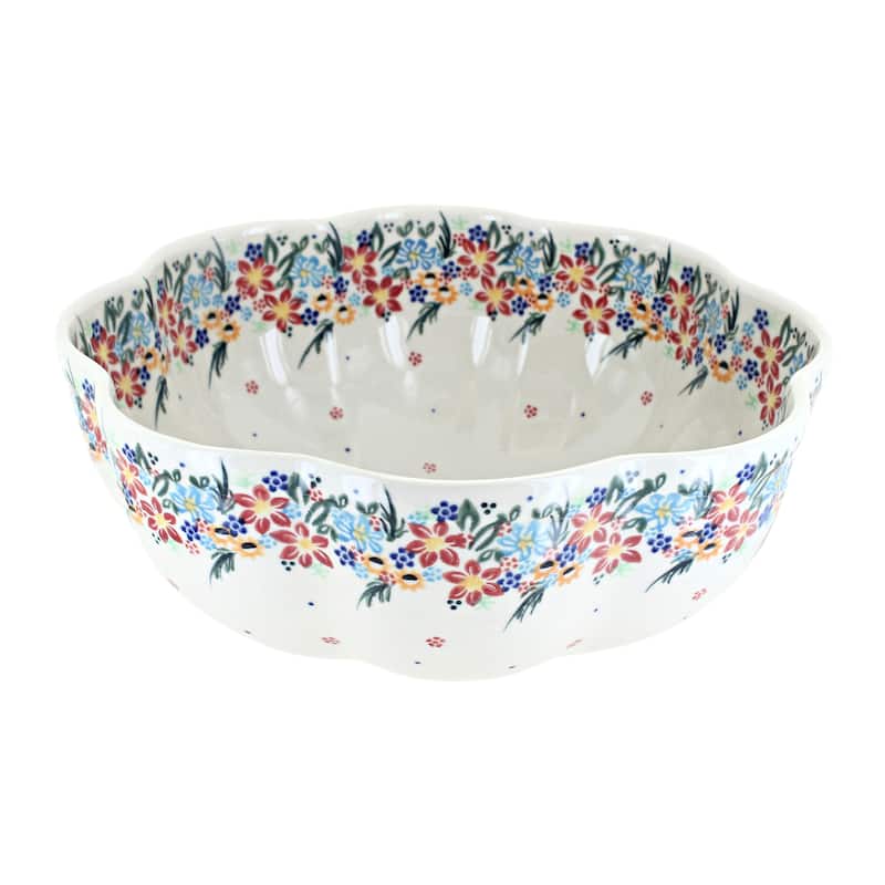Blue Rose Polish Pottery 70 Vena Large Scallop Bowl - Tara