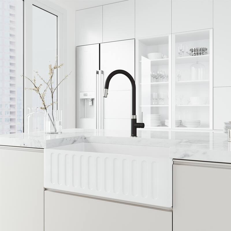 VIGO Bristol 19" H Single Handle Pull-Down Sprayer Kitchen Faucet